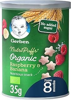 Nestle Gerber Organic Nutripuffs Raspberry & Banana, Baby Food, Tin, 35g