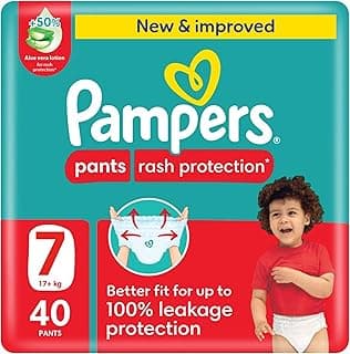 Pampers Rash Protection, Size 7, 17+ kg, Jumbo Pack, 40 Diaper Pants