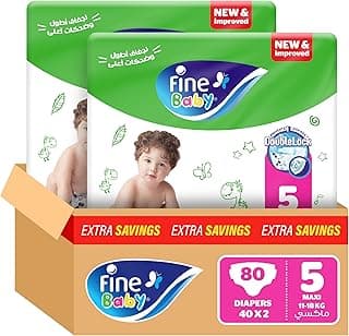 Fine Baby Diapers, Size 5, Maxi, 11-18 kg, 80 Diaper