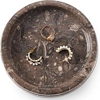 SPESHSTONES Handmade 5 Inch Oceanic Marble Jewelry Dish – Elegant Stone Trinket Tray for Rings, Earrings, Necklaces, Watches & Bracelets, Decorative Candle Holder & Aesthetic Room Decor Gift