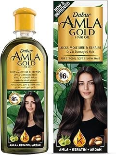 Dabur Amla Gold Hair Oil Natural Care Enriched with Amla 200ml, Almond and Henna For beautiful, Long, Soft and Strong Hair