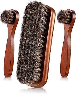 Jovitec 3 Pieces Horsehair Shoes Polish Brushes Care Clean Daubers Applicators