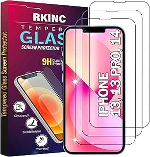 RKINC Screen Protector [3-Pack] for iPhone 16E, 13, 13 Pro, 14 6.1-Inch, Tempered Glass Film Screen Protector, 0.33mm [LifetimeWarranty][Bubble-Free][Anti-Scratch][Anti-Shatter]