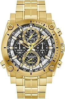 Bulova Men's Icon High Precision Quartz Chronograph Watch, Curved Mineral Crystal, 300m Water Resistant, Continuous Sweeping Secondhand, Luminous Markers
