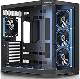 Majesty Mavera Pro Mid Tower PC Case | 7 Pre-Installed Infiniti ARGB Fans | ATX Support | 360mm Water Cooler Support | Type-C & 2 x USB 3.0 Ports | Back-Connect Design | Black