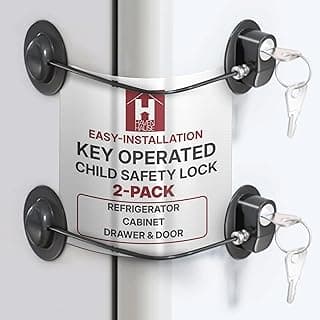 HavenHause 2 Pack Child Safety Lock for Refrigerator, Cabinet, Drawers, Freezer & Door with 4 Extra Strong Adhesives - Black by