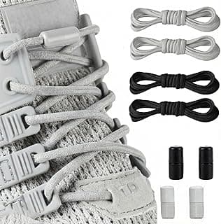 GoodTool No Tie Elastic Shoe Laces, Semi-Circle Aluminum Shoelace Clips for Sneakers, Shoelaces with Quick-Release Buttons, Quick Lace Clasps for Adults and Kids
