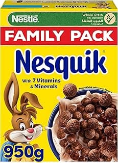 Nesquik Nestle Cereal Chocolate Breakfast Cereal, Family Pack, Made with Whole Grain, 950g