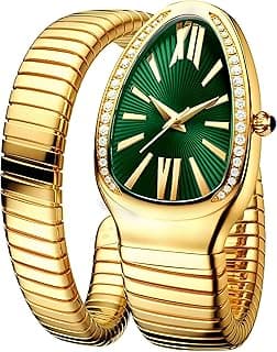 Yuxier Women's Watch Snake Watch Snake Head Bracelet Stainless Steel with Diamonds Snake Watch