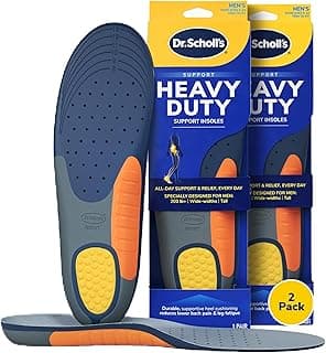 Dr. Scholl's Heavy Duty Support Insole Orthotics, Big & Tall, 200lbs+, Wide Feet, Shock Absorbing, Arch Support, Distributes Pressure, Trim to Fit Inserts, Work Boots & Shoes, Men Size 8-14