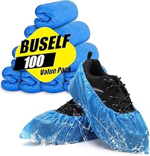 Buself Buself Shoe Covers Disposable Non Slip for Indoors 100 Pack(50 pairs) Recyclable Shoe Booties Waterproof Shoe & Boot Covers Durable Shoe Protectors Covers One Size Fits Most Blue