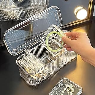 SYOSI SYOSI 1 Pack Clear Acrylic Jewelry Organizer Box, with 12 Portable Anti Tarnish Trays for Earrings Rings and Necklaces, Travel Friendly Storage Case with Secure Closure