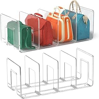 TTSTW TTSTW Bag Organizer for Closet - Clear Plastic Handbag Storage with 4 Sections, Display Stand for Purses, Clutches, Wallets - Storage Organizer (42 x 14.5 x 13 cm) 1pcs
