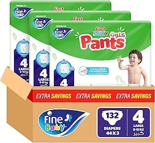 Fine Baby Instant Dry Pants Size 4 Large 9-15kg 132 Diapers