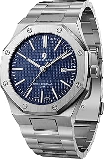 SAPPHERO Men's Watch, Chronograph 100M Waterproof Quartz Watch Business Casual Fashion Elegant Gift for Men, 2110 Silver Blue