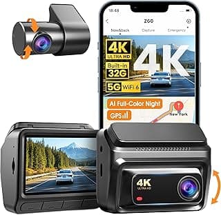 DDPAI Dash Cam Car 4K Front and Back, 2160P+1080P Dashcam, up to 15MB/s 5GHz WiFi6 Car Dash Camera, 3" IPS with 32G eMMC, GPS, Night Vision, 24H Parking Monitor, ADAS, G-Sensor Max Support 512G, Z60