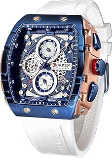 FORSINING Men's Chronograph Sport Watch Waterproof Military Watches for Men Analog Quartz Wristwatch with Date Display Silicone Strap Outdoor Clock