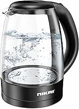Nikai 2200W Glass Pot Electric Kettle with Transparent Glass Body,Glass,1.7 Liter,NK323GX 2 Years Warranty