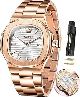 OLEVS OUPINKE Womens Leather Watch Tank Square Classic Elegant Original Quartz Dress Wrist Watches Roman Numerals Sappire Crystal