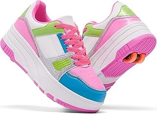 ANEFUN Roller Skate Shoes for Kids Girls Boys Detachable Wheeled Fashion Sneakers