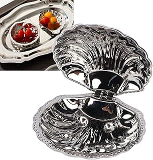 Generic Shell Jewelry Dish, Stainless Steel Decorative Tray for Earrings Rings Necklace, with Elegant Seashell Design for Home Decor Gift