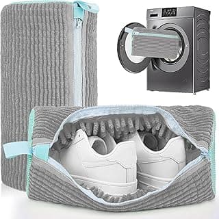 DIWANSA 2PCS Shoe Washing Bag for Washing Machine, 360° Deep Cleaning Reusable Shoe Washing Bag with Zipper(15.3 × 7.4 Inches)