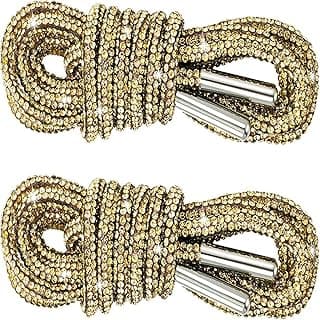 Paporich 2 Piece 120cm Crystal Bling Shiny Round Glitter Rope, Round Glitter ShoeLaces for Sneakers, Drawstring Cords for Sneakers Bags Accessories, Crystal Bling Diamond Rope Shoe Strings