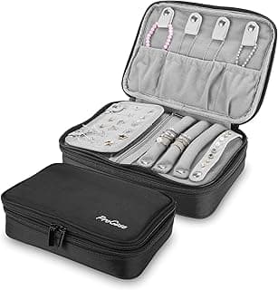 ProCase ProCase Travel Jewelry Case Organizer Bag for Women Girls, Soft Padded Jewelry Carrying Pouch Portable Jewelry Storage Box Holder for Earrings Rings Necklaces Bracelets Chains -Black