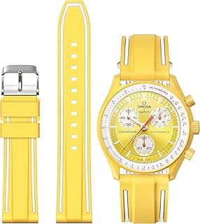 Stanchev Strap for Omega x Swatch MoonSwatch/Rolex/SEIKO 20mm, Quick Release Speedmaster Watch Strap Replacement Soft Silicone