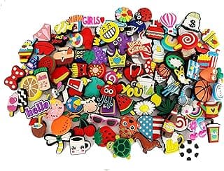 SparkSkies Shoe Decoration Charms, 100pcs Random Shoe Charms for Crocs, Wristband and Gifts