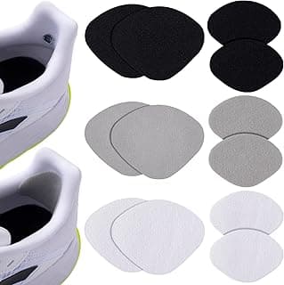 6 Pairs 2 Sizes Shoe Repair Patch, Self-Adhesive Sneaker Inside Patches for Holes, Fabric Patches Mesh Repair Kit, Heel Liners for High Heels and Leather Shoes (Black, White, Gray)