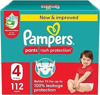 Pampers Rash Protection, Size 4, 9-14 kg, Giant Box, 112 Diaper Pants