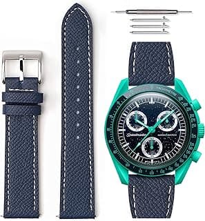 HORACE Grained Leather Quick Release Universal Watch Strap Compatible with Omega x Swatch MoonSwatch 20mm
