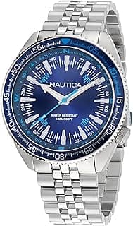 Nautica Men's NAPNVF301 Vintage Recycled Stainless Steel Bracelet Wath, Silver