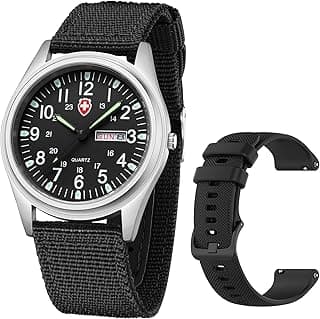 Gosasa Unisex Military Watches Sport Textile Nylon Strap Stylish Men Watch Luminous Fashion Watches Analog Display Quartz Waterproof Casual Wristwatch