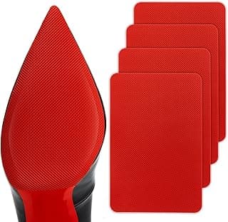ASKIND Red Sole Protectors, 4 Pcs Self-Adhesive Shoe Bottom Protector for High Heels, Silicone Anti Slip Shoe Grips Sole Guard (6"x4" Red)