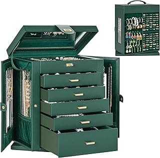 AKOZLIN AKOZLIN 360° Rotating Jewelry Box 6-Tier Organizer Functional Jewelry Storage Case for Women Girls Ring Necklace Earring Bracelet Holder with Mirror