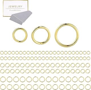 ALEXCRAFT 60 Pieces Open Jump Rings 925 Sterling Silver, 14k Gold-Plated Open Rings Jump Rings Jewelry Clasp Connector Rings for Jewelry Making Chains Necklace Bracelet Jewelry Accessories 4, 5, 6mm