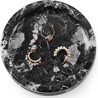 SPESHSTONES 5” Black zebra Marble Jewelry Dish – Handmade Ring & Trinket Holder for Vanity, Entryway Table & Room Decor, Perfect for Ramadan Gift Giving & Eid Home Display, Elegant Stone Plate