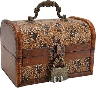Tuwei Tuwei Wooden Jewelry Box, Exquisite Vintage Wooden Storage Box for Home (6300G-01GK10)