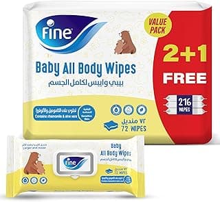 Fine Baby All Body Wipes 3X72, 216 Wet Wipes