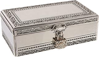 Elegance Elegance Antique Silver Jewelry Box with Jeweled Lock