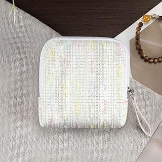 Padded Mini Jewelry Case, Portable Travel Jewelry Organizer, Small Velvet Jewelry Box with Pockets (White)