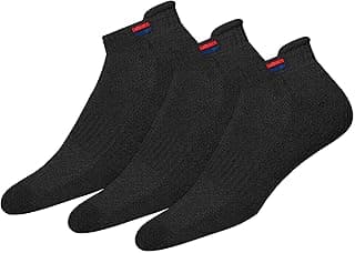 NAVYSPORT Men's Low Cut Athletic Cotton Cushion Ankle Socks with Sports Tab for Running, Gym, Training, Casual Wear, Pack of 3 (Free Size)