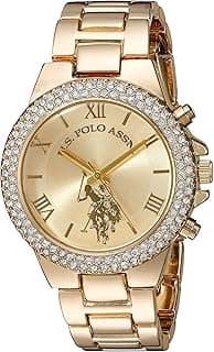 ACCUTIME U.S. Polo Assn. Women's Quartz Watch, Analog Display and Gold Plated Strap USC40032