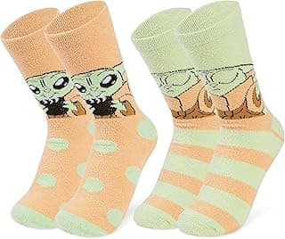 Disney Stitch Slippers Socks Women 2 Pack Fluffy Socks Non Slip Fleece Bed Socks Stitch Minnie Mickey Mouse Baby Yoda