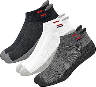 NAVYSPORT Men's Low Cut Athletic Cotton Cushion Ankle Socks with Sports Tab for Running, Gym, Training, Casual Wear, Pack of 3 (Free Size)