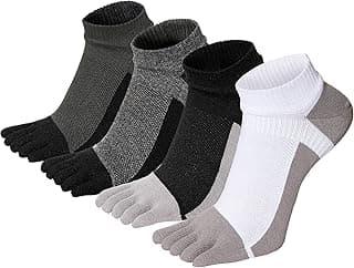 KASTWAVE Toe Socks for Men Women Ankle Cotton Five Fingers Socks Low Cut Athletic Running Socks 4 Pairs
