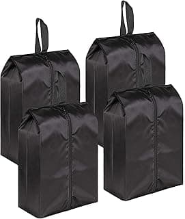 MISSLO MISSLO Portable Nylon Travel Shoe Bags with Zipper Closure (Pack 4, Black)