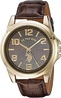 ACCUTIME Classic Men's USC50167 Gold-Tone Watch with Brown Band